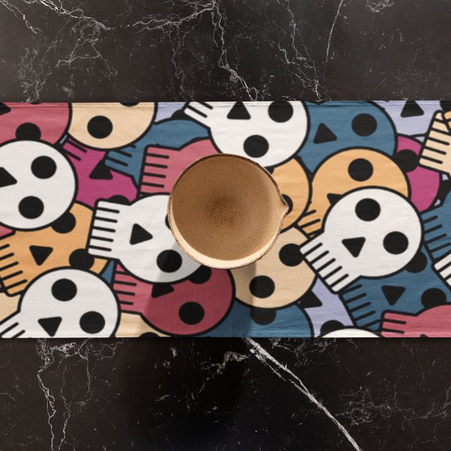 Multicolor Skulls Pattern Long Table Runner (Table runner)