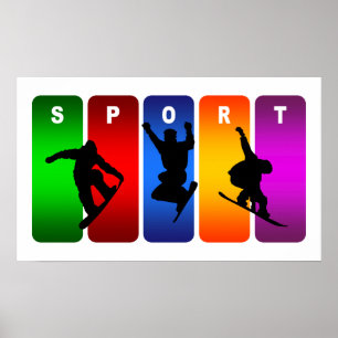 Multicolor Snowboarding Emblem Poster