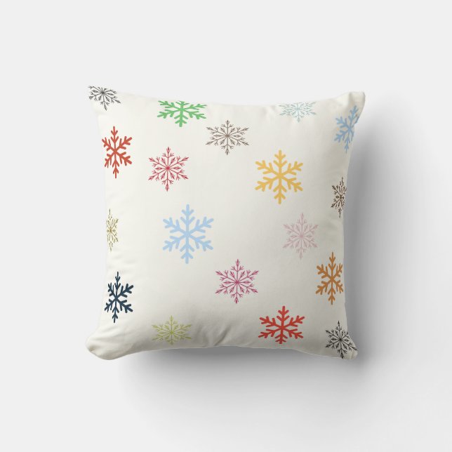  Multicolor Snowflakes Square Pillow (Front)