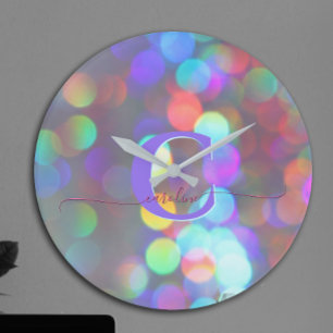 Multicolor Sparkles Large Clock