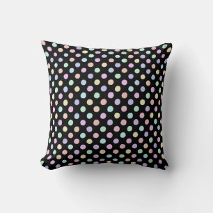 Multicolor Spots on Black Cushion