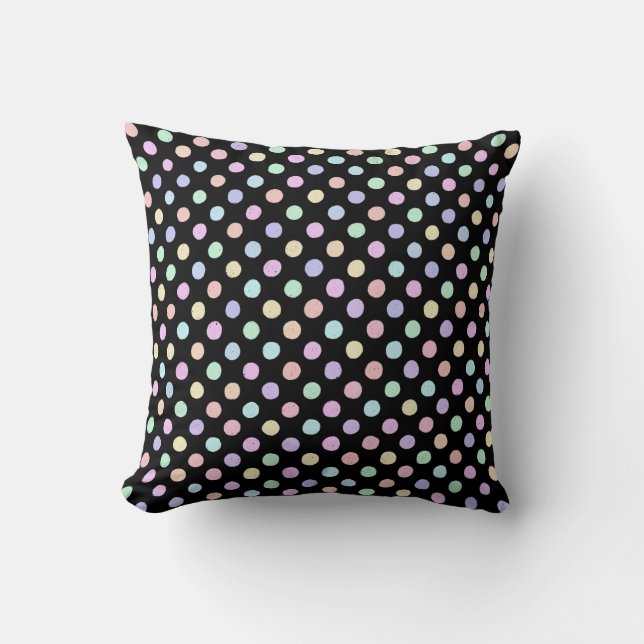 Multicolor Spots on Black Cushion (Front)