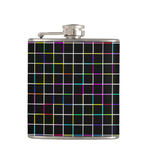 Multicolor Square Lined Pattern Hip Flask