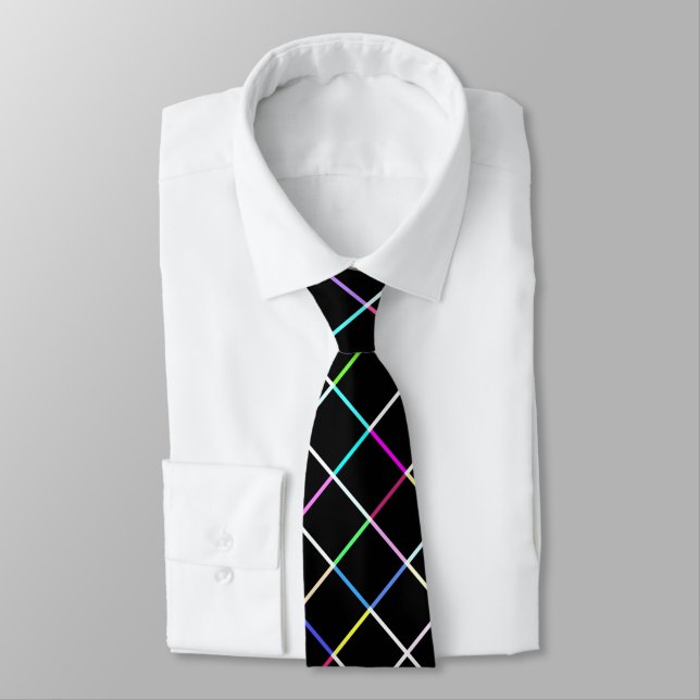 Multicolor Square Lined Pattern Tie (Tied)