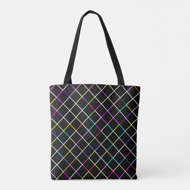 Multicolor Square Lined Pattern Tote Bag (Back)