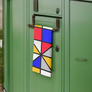 Multicolor Squares Geometric Pattern Tea Towel