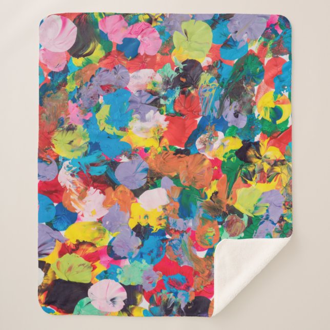 multicolor stained background made with paintbrush sherpa blanket (Front)