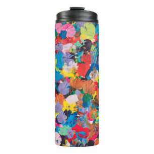 multicolor stained background made with paintbrush thermal tumbler