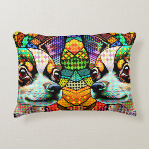 Multicolor Stained Glass Chihuahua Dog 171 Decorative Cushion