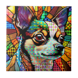 Multicolor Stained Glass Chihuahua Dog 171 Tile