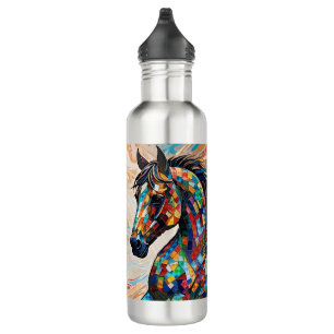 Multicolor Stained Glass Mosaic Horse 15 710 Ml Water Bottle
