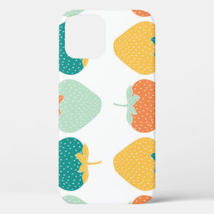 Multicolor Strawberries: Vintage Fruit Pattern. iPhone 12 Case
