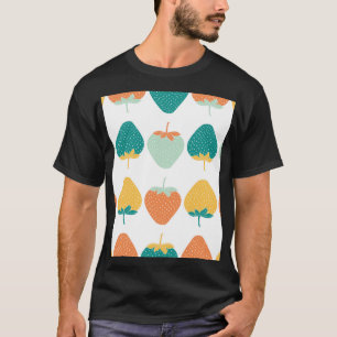 Multicolor Strawberries: Vintage Fruit Pattern. T-Shirt
