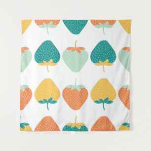 Multicolor Strawberries: Vintage Fruit Pattern. Tapestry