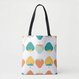 Multicolor Strawberries: Vintage Fruit Pattern. Tote Bag