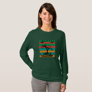Multicolor Stripe Cemetery with Bats and Tree T- T-Shirt