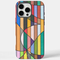 Multicolor Striped Abstract with Curved Geometry
