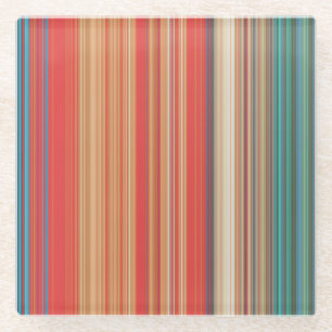 Multicolor Striped Pattern Glass Coaster