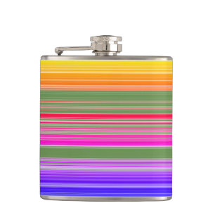Multicolor Striped Pattern Hip Flask