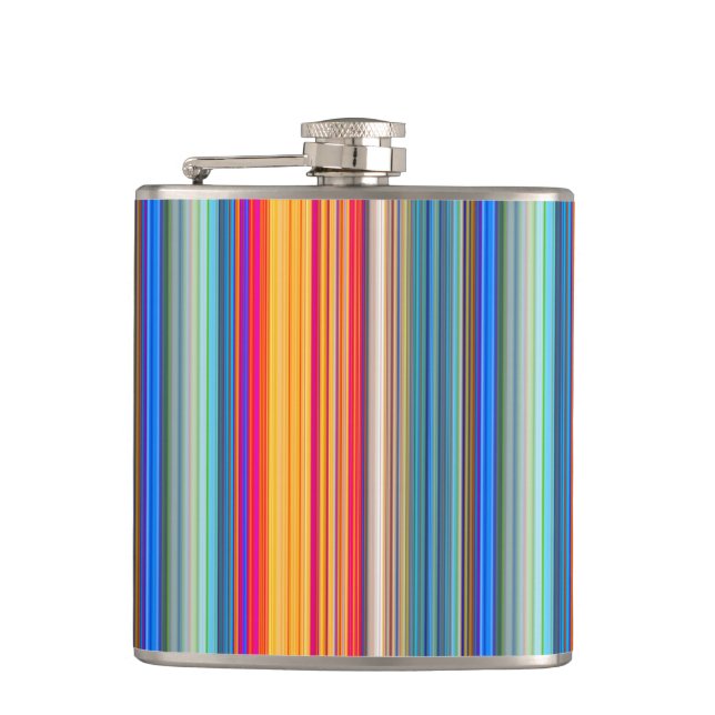 Multicolor Striped Pattern Hip Flask (Front)