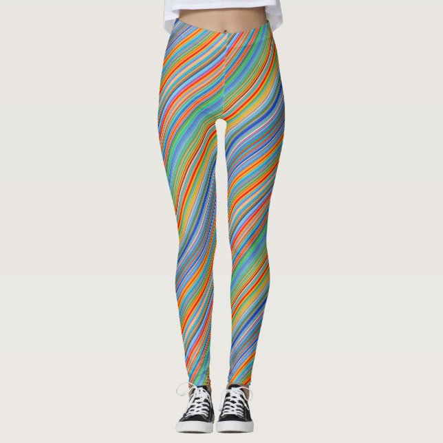 Multicolor Striped Pattern Leggings (Front)