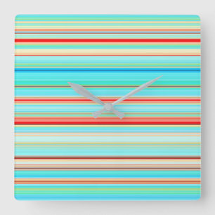 Multicolor Striped Pattern Square Wall Clock