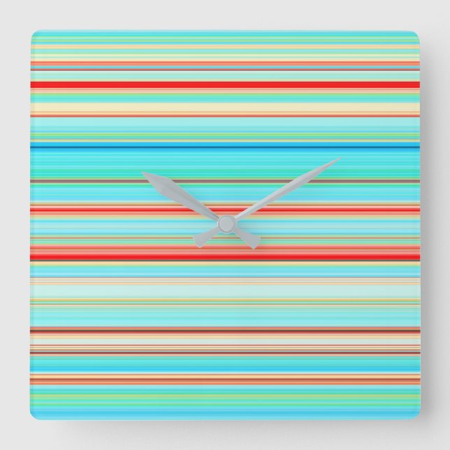Multicolor Striped Pattern Square Wall Clock (Front)