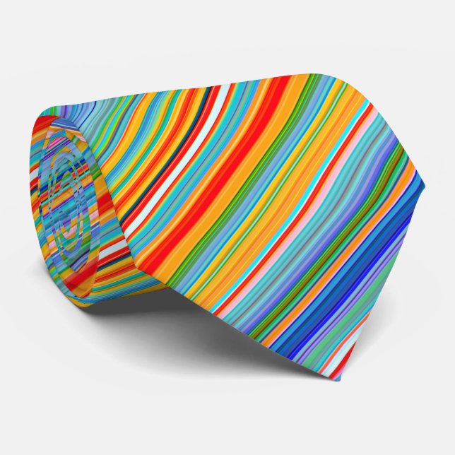 Multicolor Striped Pattern Tie (Rolled)