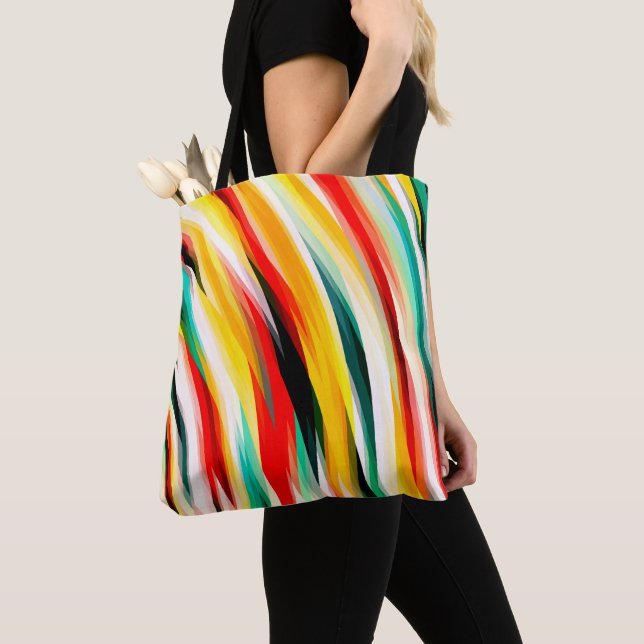 Multicolor Striped Pattern Tote Bag (Close Up)
