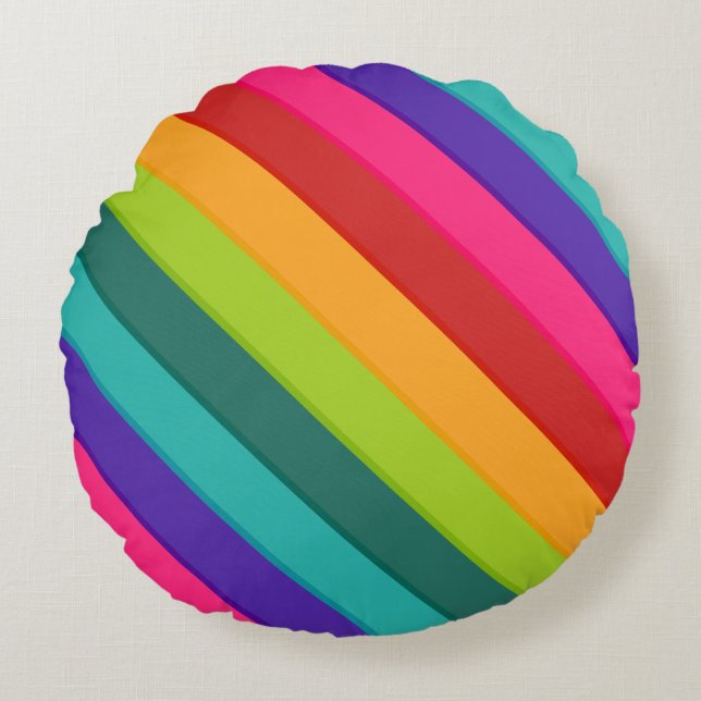 Multicolor Striped Round Cushion (Front)