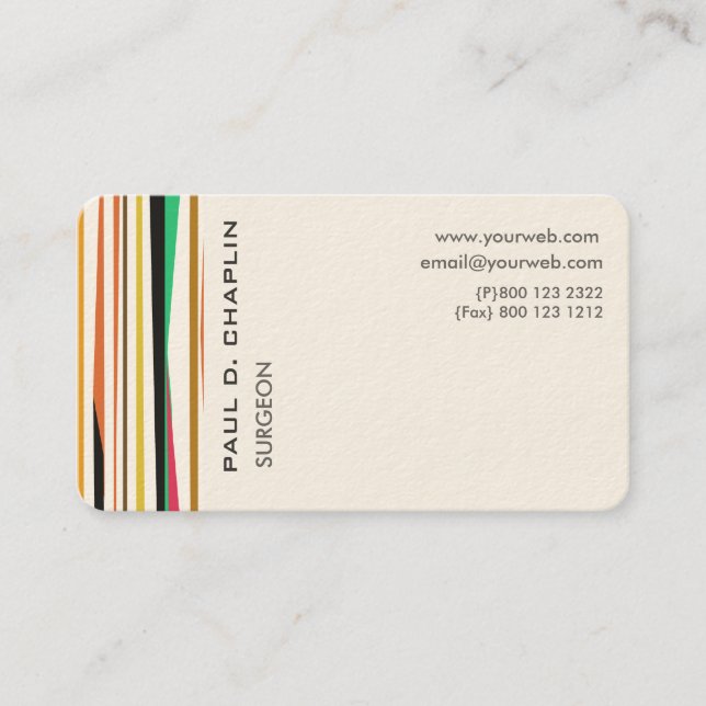 Multicolor Stripes  Trendy Mod Paediatrics Doctor Appointment Card (Front)