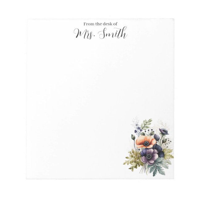 Multicolor Sweet Floral Teacher Notepad (Front)