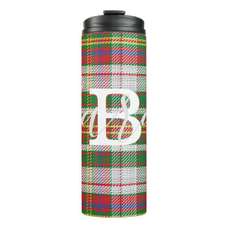 Multicolor Tartan Chequered Monogram Name Thermal Tumbler