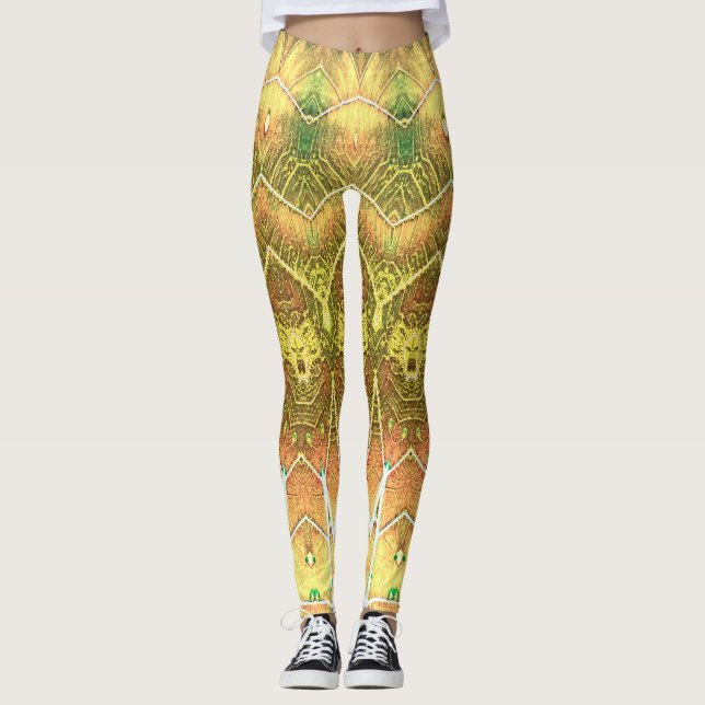 Multicolor textured "Ratti_Creative_Arts" Leggings (Front)