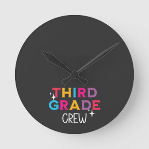 Multicolor Third Grade Crew Round Clock