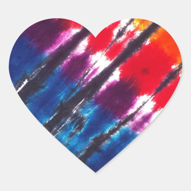 Multicolor Tie-Dye Heart Sticker (Front)
