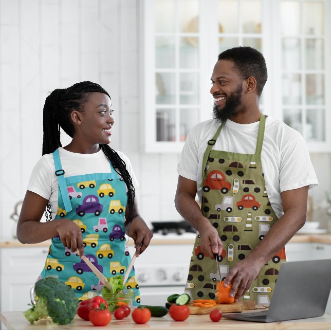Multicolor Toy Cars Pattern  Apron (toy car apron)