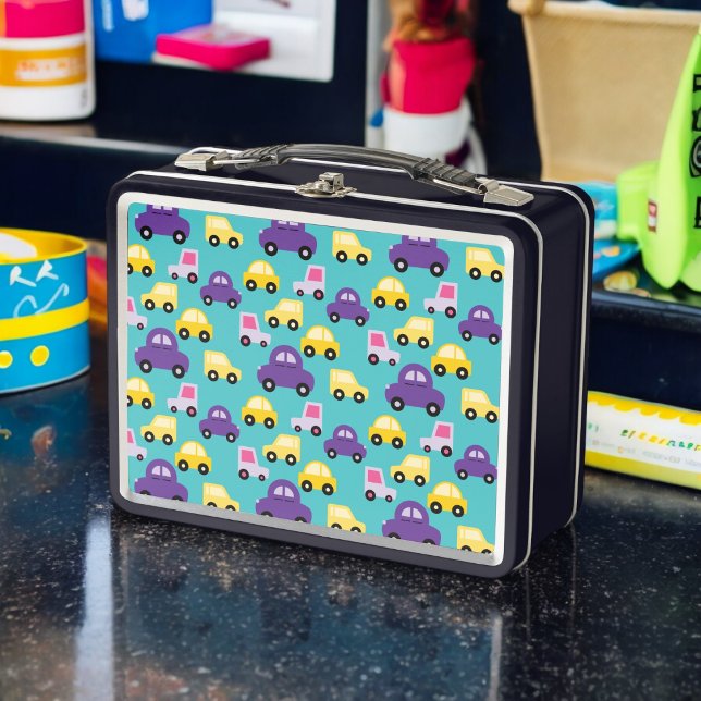 Multicolor Toy Cars Pattern  Metal Lunch Box (lunchbox)