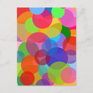 Multicolor Transparent Circles & Dots Postcard