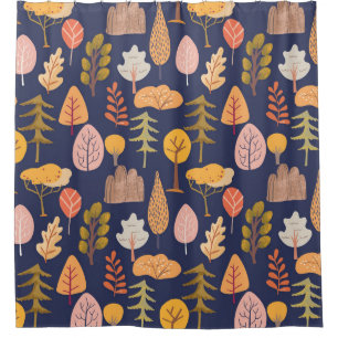 Multicolor Trees: Mid Autumn Vintage Shower Curtain