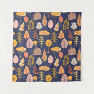 Multicolor Trees: Mid Autumn Vintage Tapestry