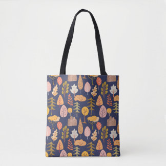 Multicolor Trees: Mid Autumn Vintage Tote Bag
