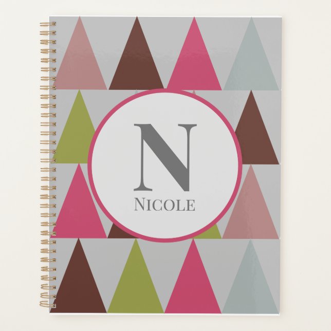 Multicolor triangle pattern with Name Initial Planner (Front)
