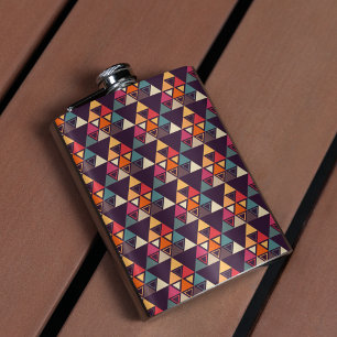 Multicolor Triangle Shapes Cutting Board Hip Flask
