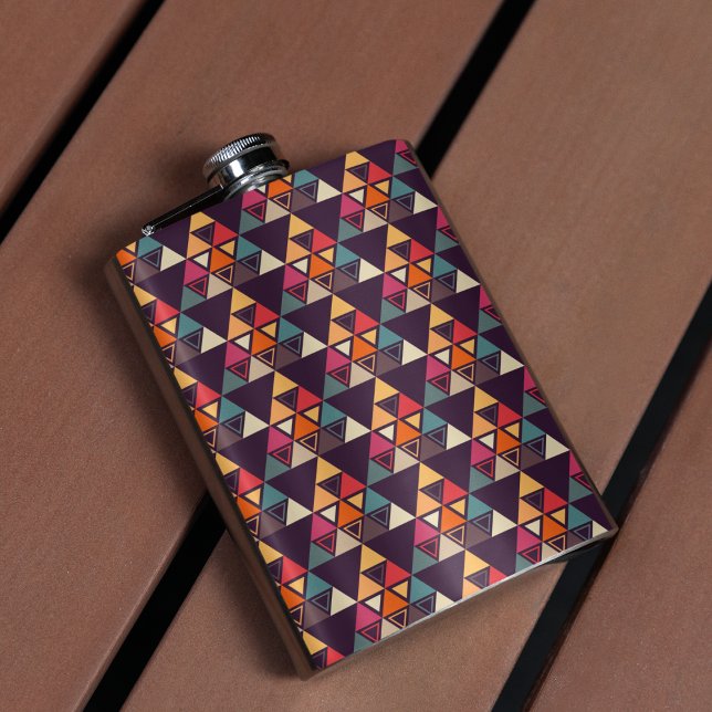 Multicolor Triangle Shapes Cutting Board Hip Flask (triangle flask)