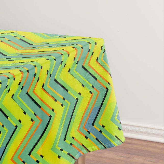 Multicolor tropical chevron tablecloth (In Situ)