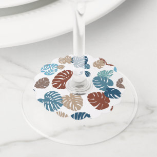 Multicolor Tropical Leaves 11 Wine Glass Tag
