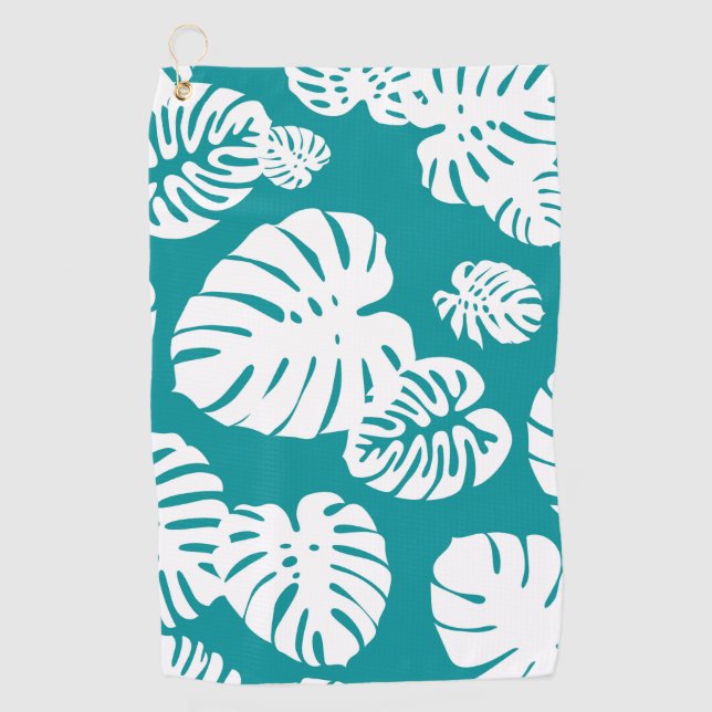Multicolor Tropical Leaves 3 Golf Towel (Front)