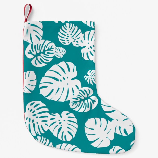 Multicolor Tropical Leaves 3 Small Christmas Stocking (Front)