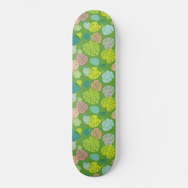 Multicolor Tropical Leaves 8 Skateboard (Front)